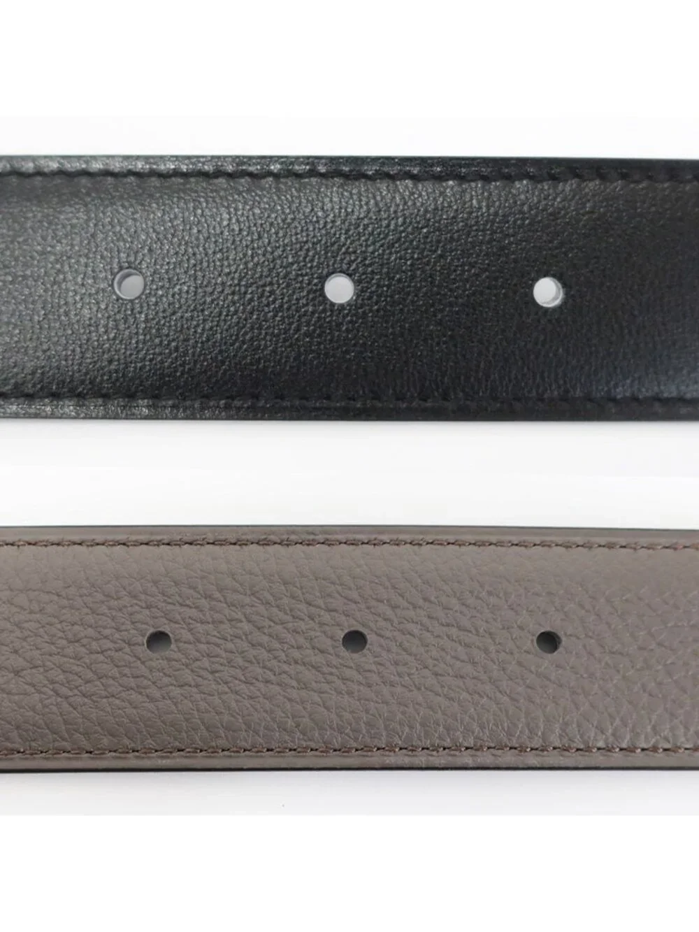 Hermes Belt Buckle Panash Leather 32 Black Gray Silver Reversible